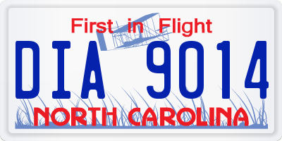 NC license plate DIA9014
