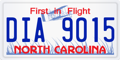 NC license plate DIA9015