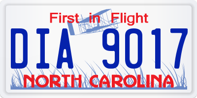 NC license plate DIA9017