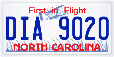 NC license plate DIA9020