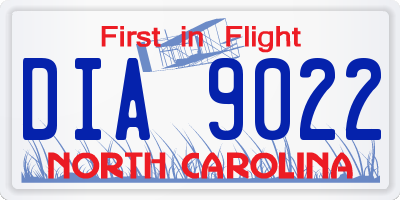 NC license plate DIA9022