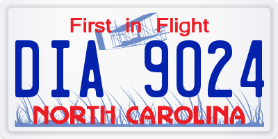 NC license plate DIA9024