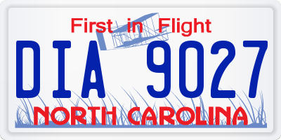 NC license plate DIA9027