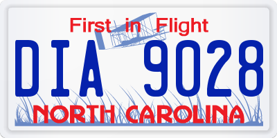 NC license plate DIA9028