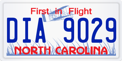 NC license plate DIA9029