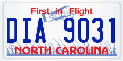 NC license plate DIA9031