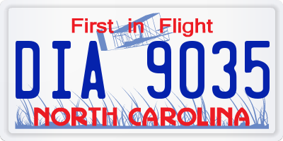 NC license plate DIA9035