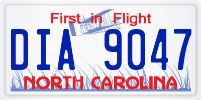 NC license plate DIA9047