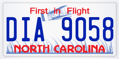 NC license plate DIA9058