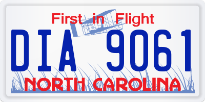 NC license plate DIA9061
