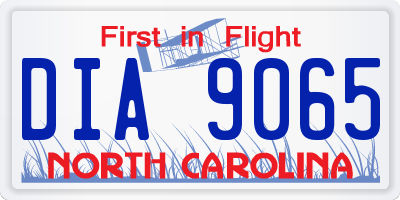 NC license plate DIA9065