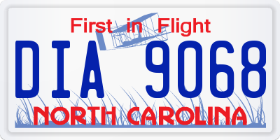 NC license plate DIA9068
