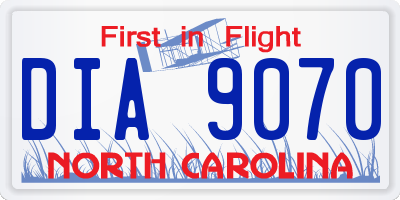 NC license plate DIA9070