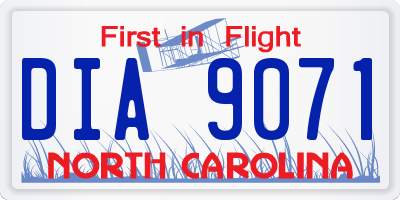 NC license plate DIA9071