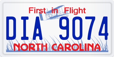 NC license plate DIA9074