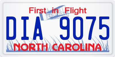 NC license plate DIA9075