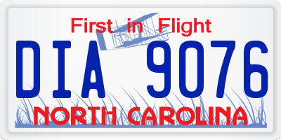 NC license plate DIA9076