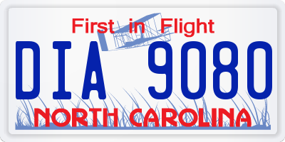 NC license plate DIA9080