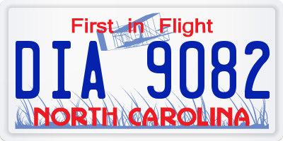 NC license plate DIA9082