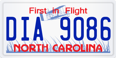 NC license plate DIA9086