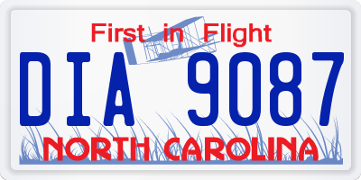 NC license plate DIA9087