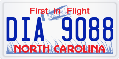 NC license plate DIA9088