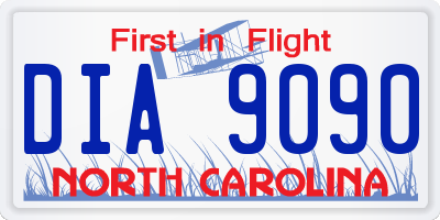 NC license plate DIA9090