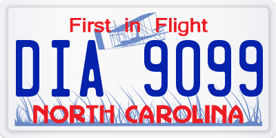 NC license plate DIA9099