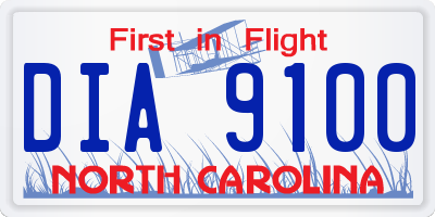 NC license plate DIA9100