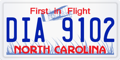 NC license plate DIA9102