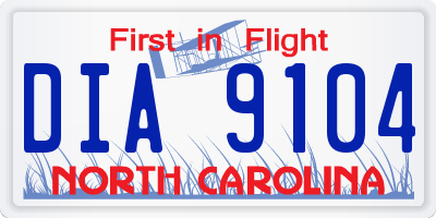 NC license plate DIA9104