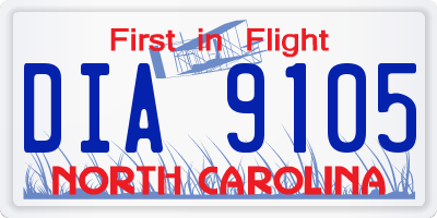 NC license plate DIA9105