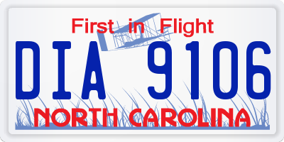 NC license plate DIA9106