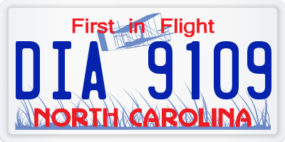 NC license plate DIA9109
