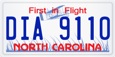 NC license plate DIA9110
