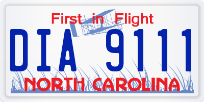 NC license plate DIA9111