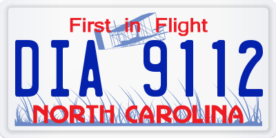 NC license plate DIA9112