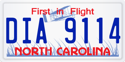 NC license plate DIA9114