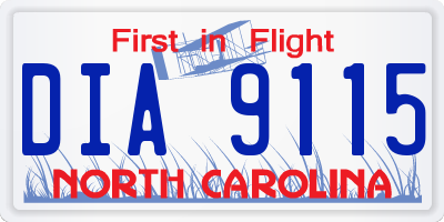NC license plate DIA9115