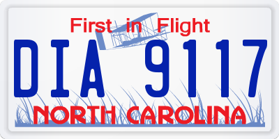 NC license plate DIA9117
