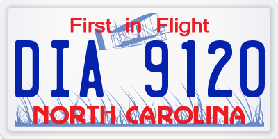 NC license plate DIA9120