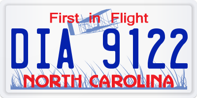 NC license plate DIA9122