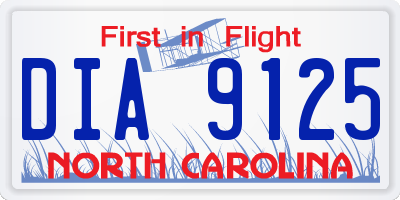 NC license plate DIA9125