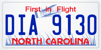 NC license plate DIA9130