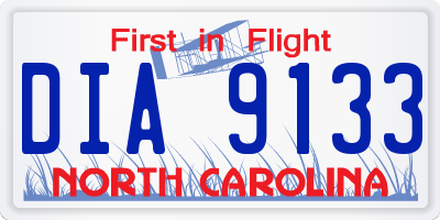 NC license plate DIA9133