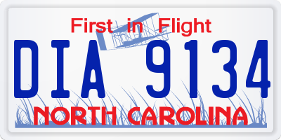 NC license plate DIA9134