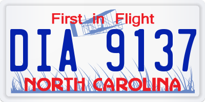 NC license plate DIA9137
