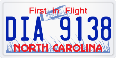 NC license plate DIA9138