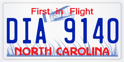NC license plate DIA9140