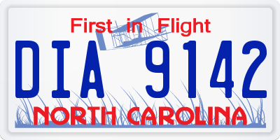 NC license plate DIA9142